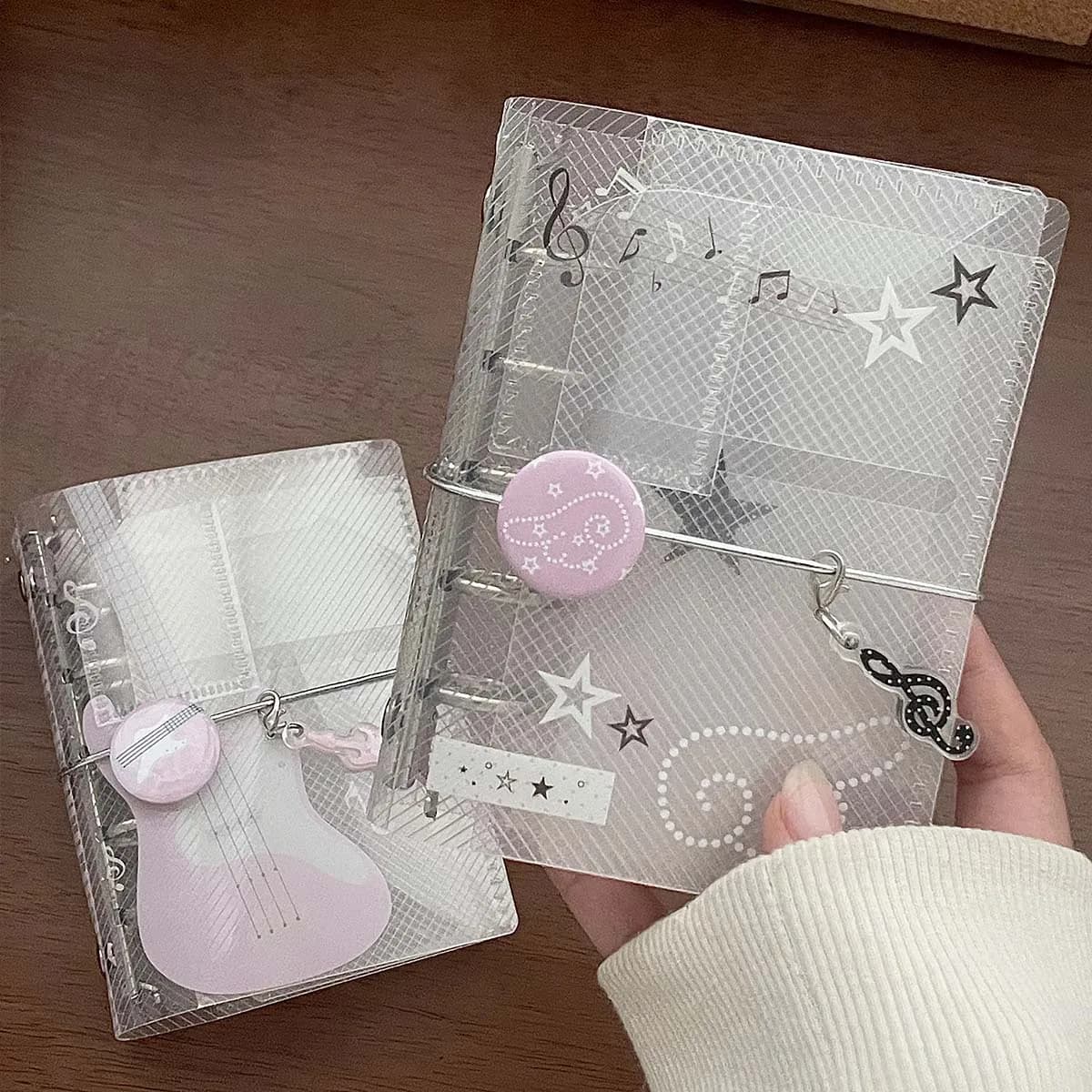 Quaderno raccoglitore M5 a tema musicale Scrapbook in twill PP ripiegabile con chiusura a cravatta Album fotografico Organizzatore di carte Planner portatile