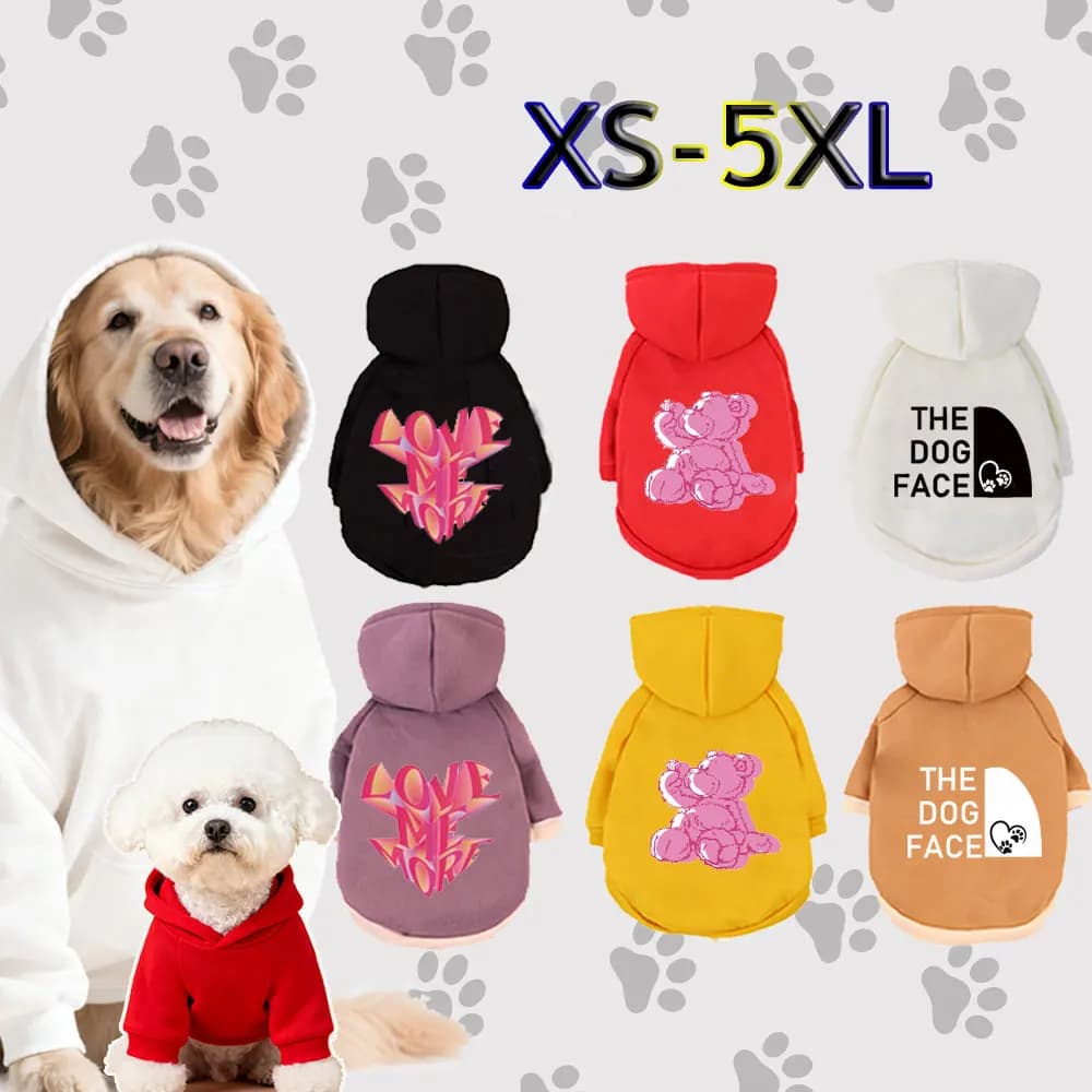 Pet Hooded Sweatshirt Cats & Dogs Fashion Winter Warm Clothing Suitable Pomeranian Maltese Golden Retriever XS-5XL