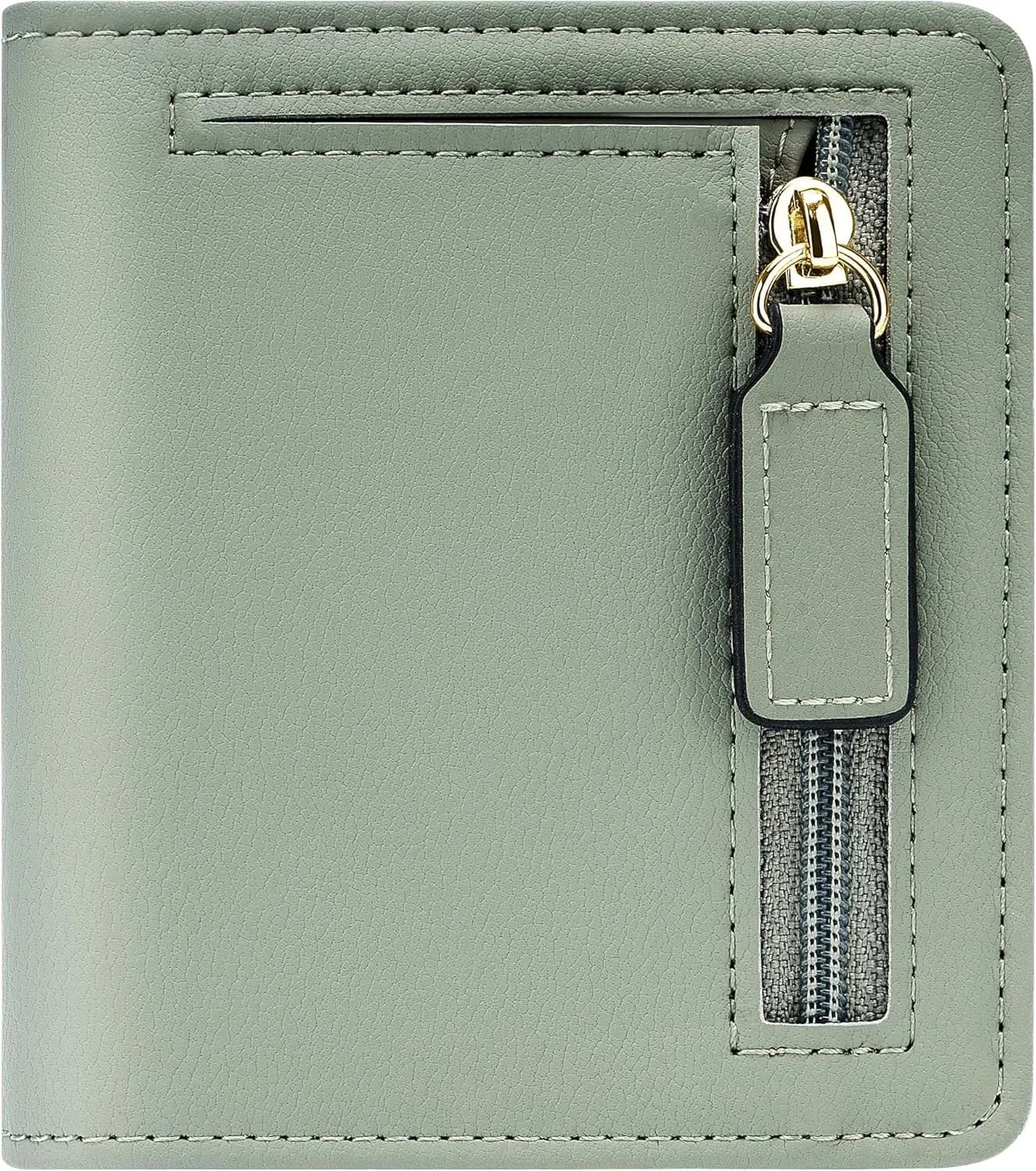 Portacarte di Credito Sottile Bifold per Donne, Portafoglio Compatto con Blocco RFID, Tasca con Cerniera e Finestra per Documenti