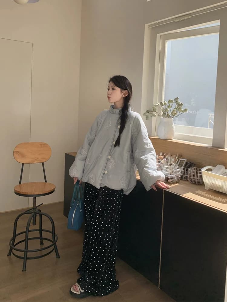 Loose Fit Cotton Jacket And Wide Leg Casual Pants Korean Style Summer New Design Fashion Set for Women Long Sleeve Stand Collar