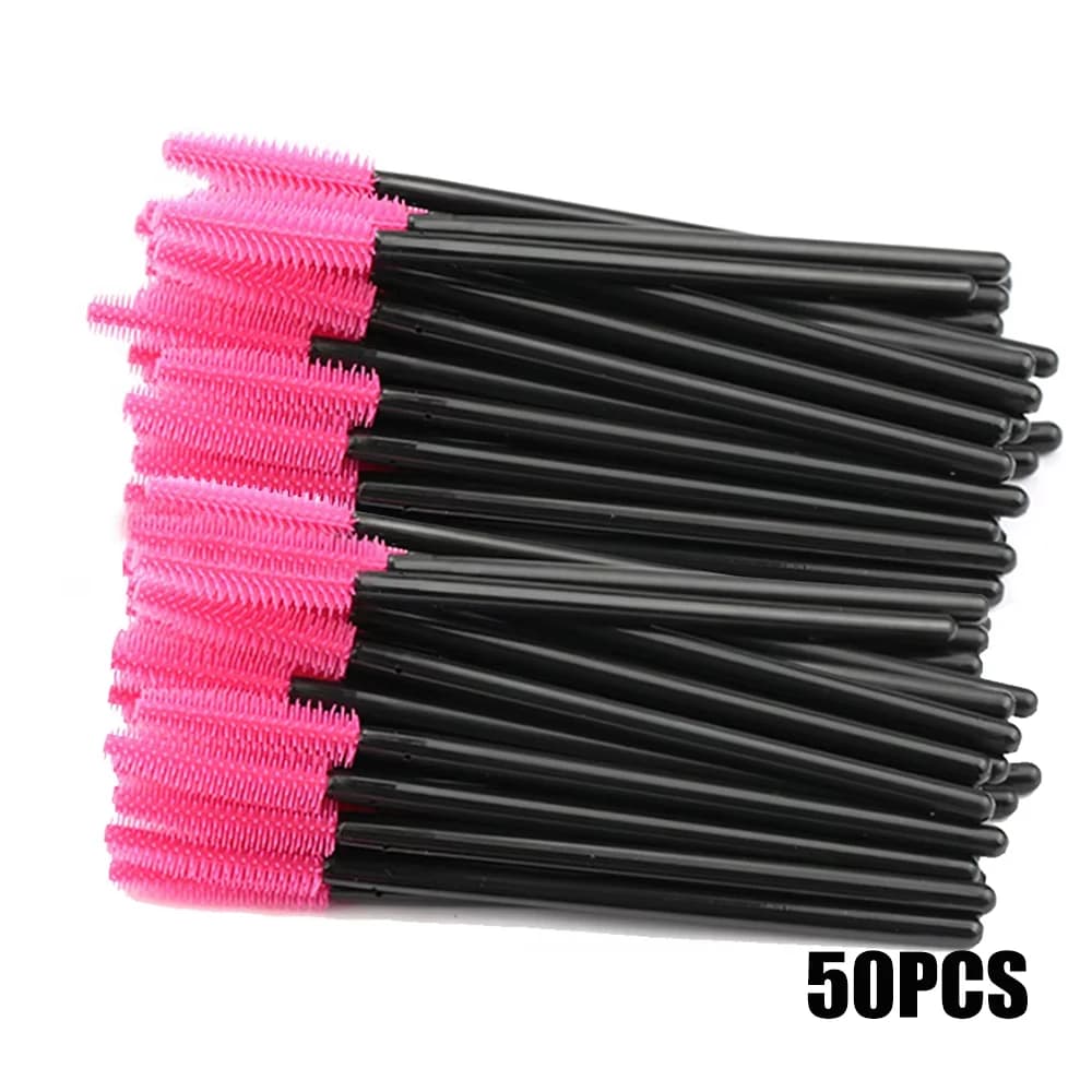 50 Brushes for Eyelashes, Mascara Applicators, Silicone Spoolies, Gel Eyelash Brushes, Cosmetic Tools for Make-up