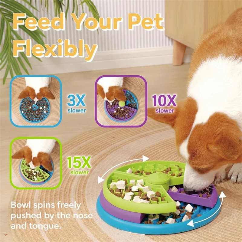 Ciotola per Cani Slow Feeder, Gioco Interattivo Staccabile per Stimolare la Mente, Ciotola Antiscivolo per Mangiare Lentamente, Dispenser di Snack per Cani