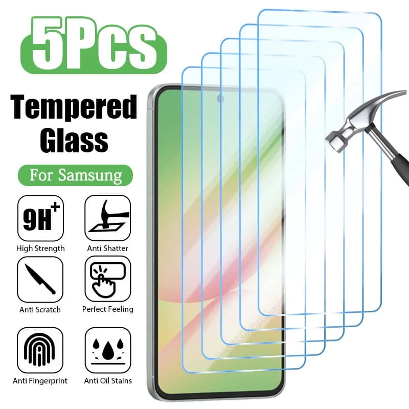 5PCS Vetro Temperato Per Samsung S25 S24 Ultra S23 S22 Plus A56 A16 A55 A15 A35 A54 S20FE 5G A33 A53 A52 A36 Protezione Dello Schermo Stg