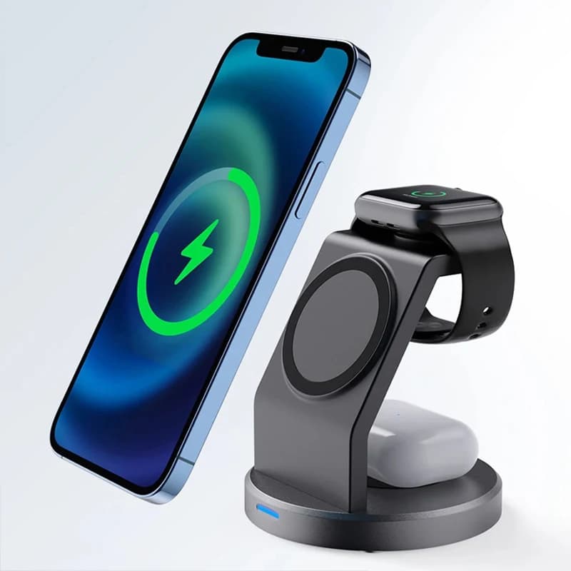 Mobile phone support with 3 in 1 wireless charger support for iPhone 16 15 14 13 Pro Max iWatch AirPods Fast charging station