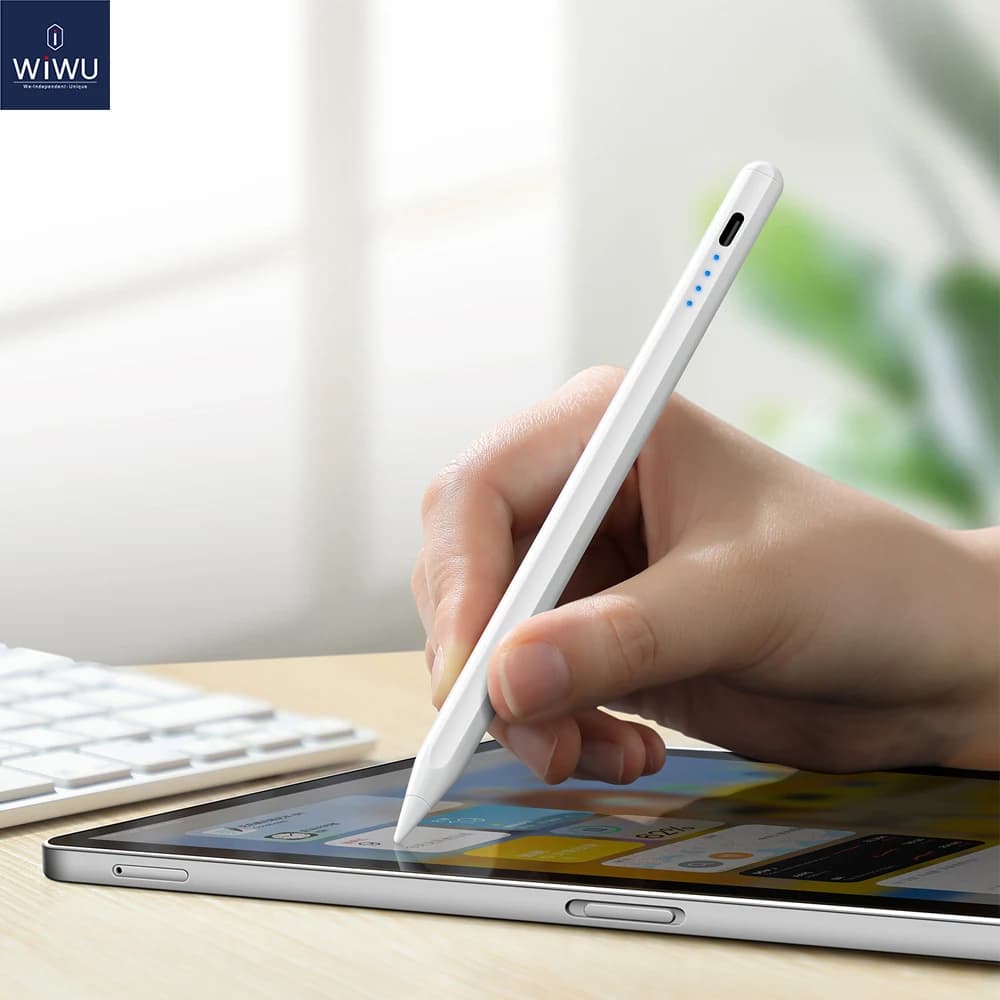 Matita WiWU per iPad Air Pro Penna touch per tablet con rifiuto sul palmo per iPad con 4 display di alimentazione a LED Stilo sensibile all'inclinazione per iPad