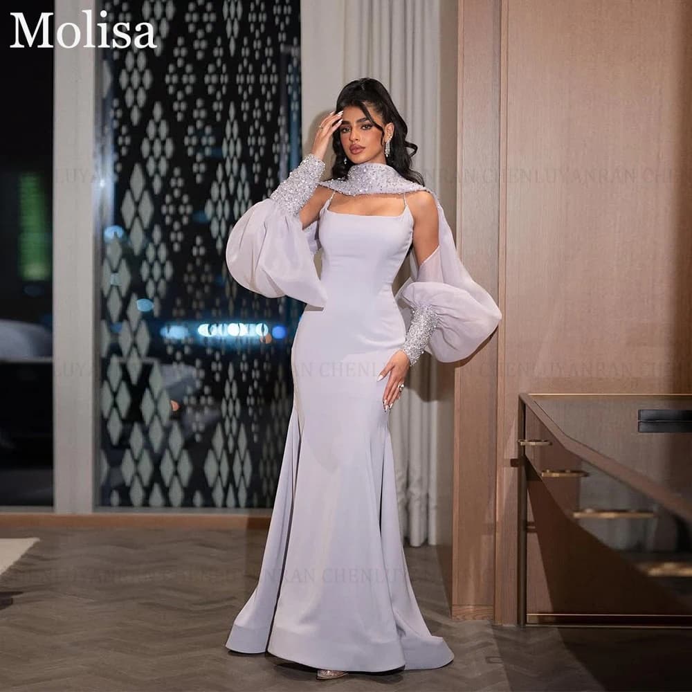 MOLISA Abiti da cerimonia di lusso per occasioni formali 2025 Nuovi abiti da sera personalizzati con perline a sirena lunghi sexy dell'Arabia Saudita
