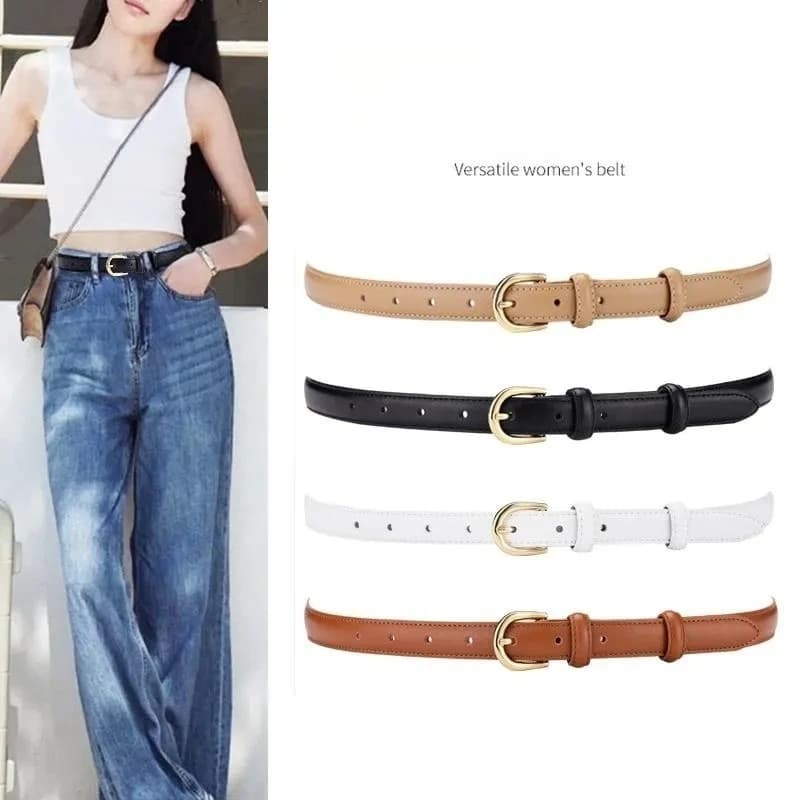 Cintura da donna in vera pelle, semplice, estiva, versatile, alla moda, stile Ins, sottile, decorativa, per abiti, pantaloni, jeans.