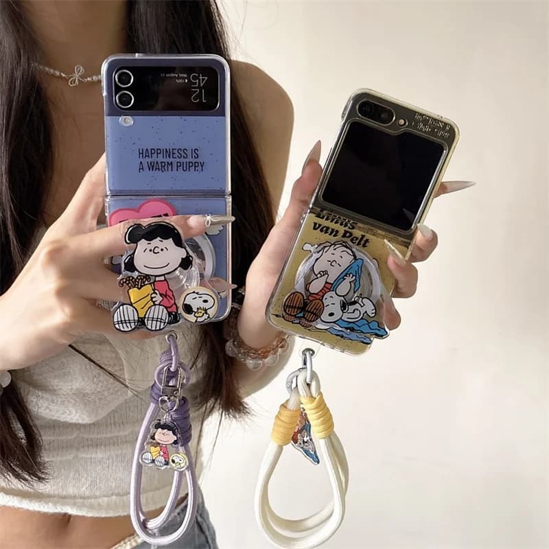 Carino Snoopy splash-ink Pieghevole Magsafe Custodia di ricarica wireless per Samsung ZFlip 3 4 5 6 ZFlip7 Snoopy Cartoon Supporto magnetico