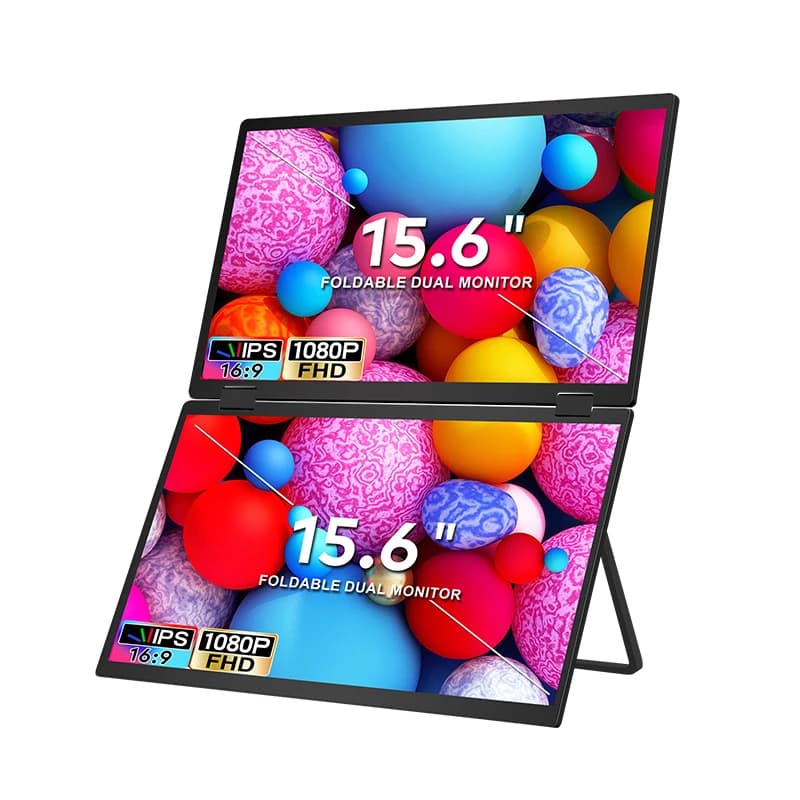 Portable triple extension monitor with double screen LCD 15.6 inch multiscreen for 12~17 inch laptop