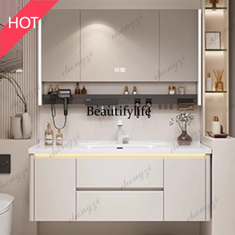 M07 Organizer Storage Cupboard Mirror Toilet Display Partitions Medicine Drawers Bathroom Cabinet Wooden Gabinete Hotel Furnitur