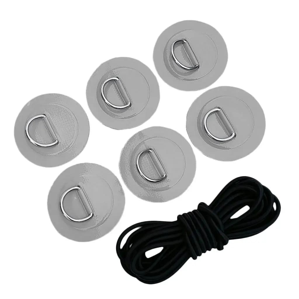 Kit di Fissaggio per Ponte con Anello a D, Patch, Corda Elastica Bungee, Attrezzatura Marina per Gommone Gonfiabile in PVC