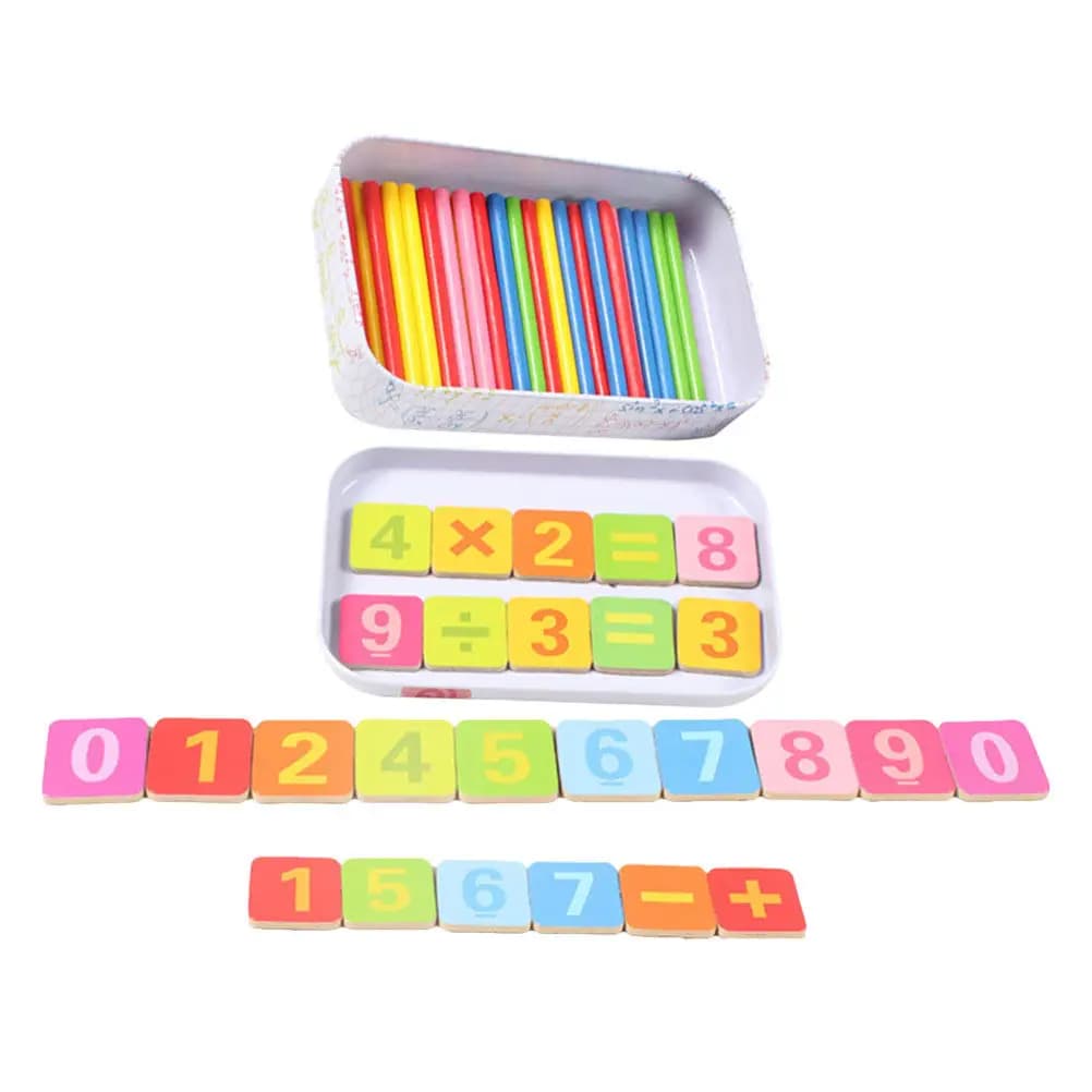 Set di Bastoncini Contenitori per il Calcolo, Blocchi Educativi in Legno per l'Insegnamento della Matematica, Ausilio Didattico per l'Apprendimento dei Numeri per Bambini, Educazione Precoce, Colorati