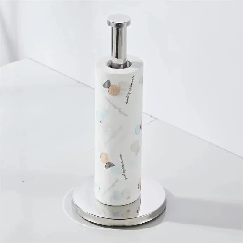 Porta fazzoletti verticale nero in acciaio inossidabile, bagno, cucina, sala, porta carta cilindrica, porta carta per riporre fazzoletti