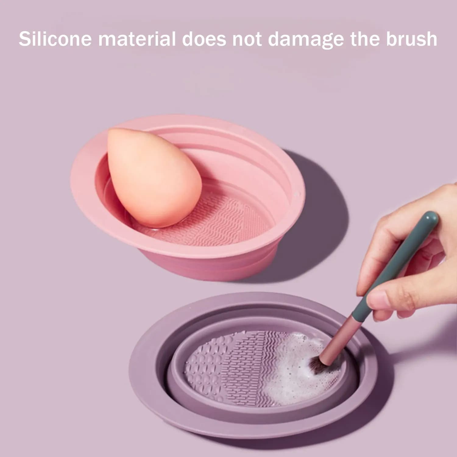 3pcs Makeup Brush Cleaning Tool, Silicone Brush Cleaner Pad Foldable Portable Cleaning Bowl For Makeup Brushes