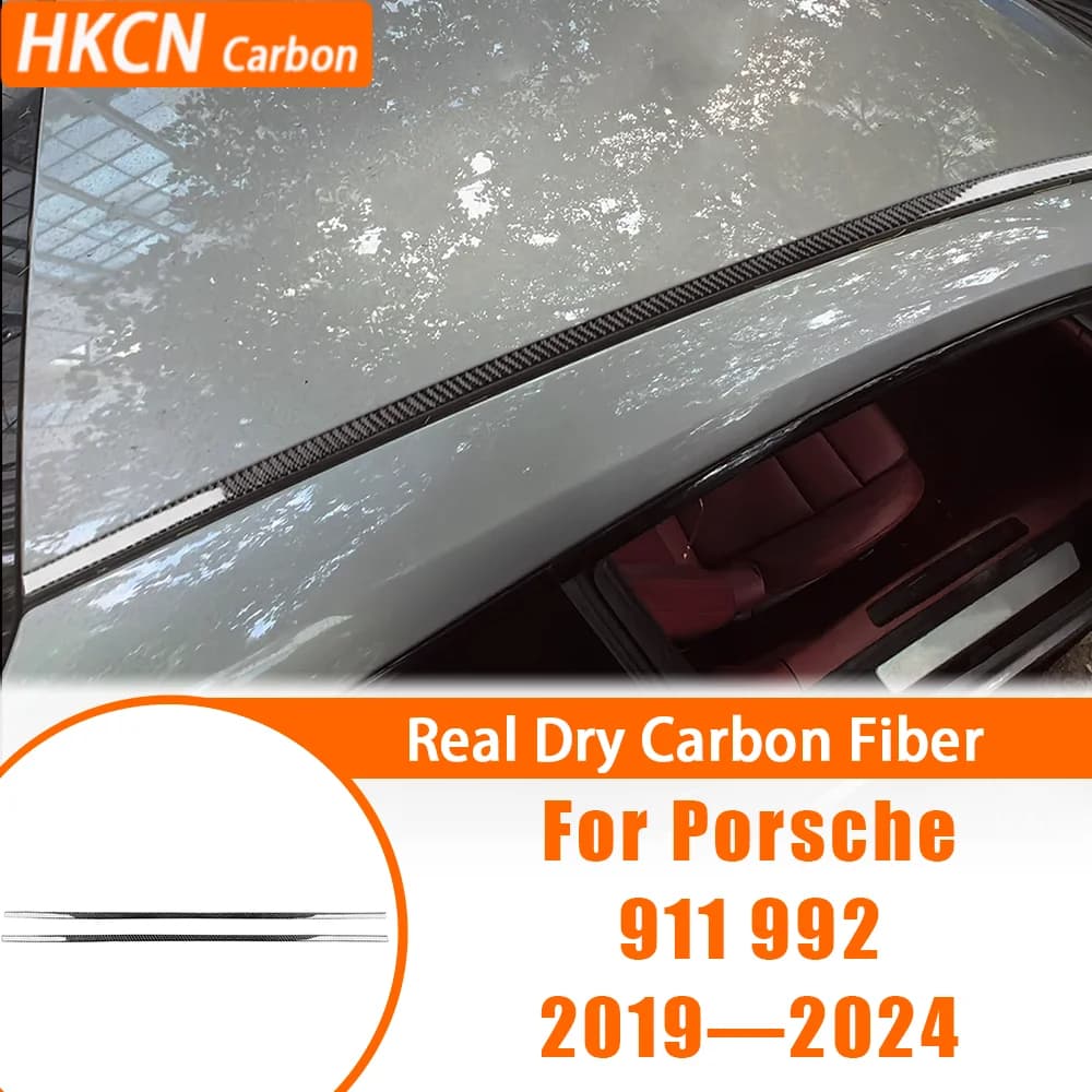 Outdoor decorative strips for carbon fiber roof Interior cover Trim Wall decal Car accessories for Porsche 911 992 2019—2024