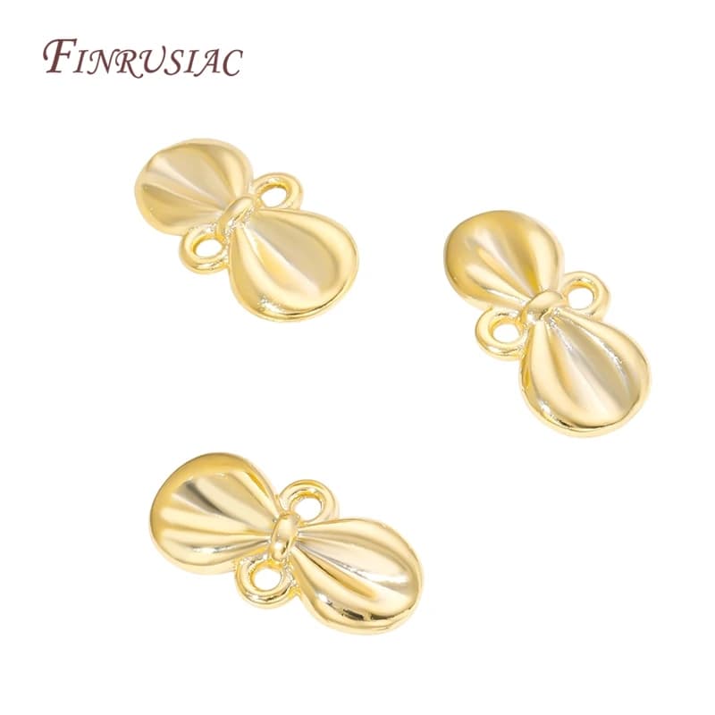Ciondoli a Forma di Fiocco Placcati in Oro 18K, Connettori a 2 Fori per Creazione di Gioielli Fai-da-Te, Accessori per Orecchini, Collane e Bracciali