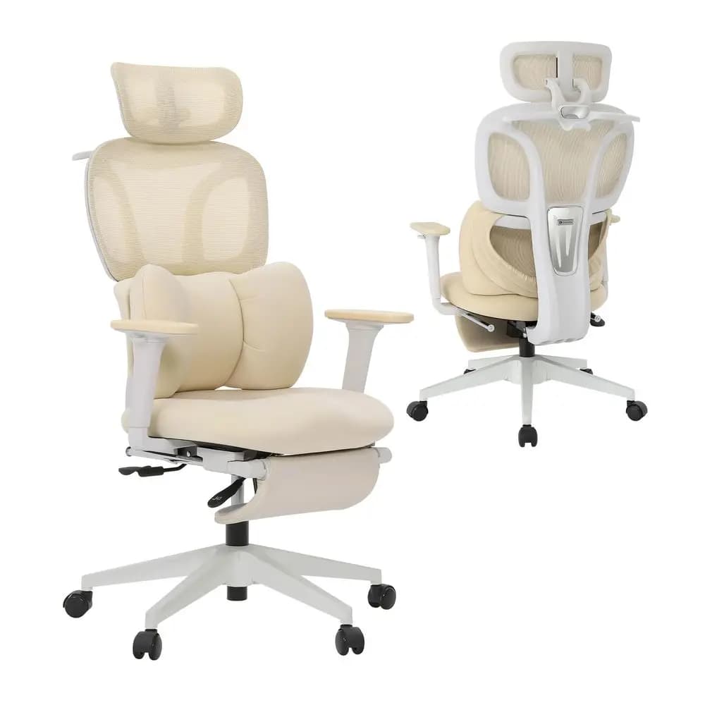 Sedia da scrivania ergonomica S1 Petite con poggiapiedi e poggiatesta, supporto lombare fisso con cuscino rimovibile, reclinabile