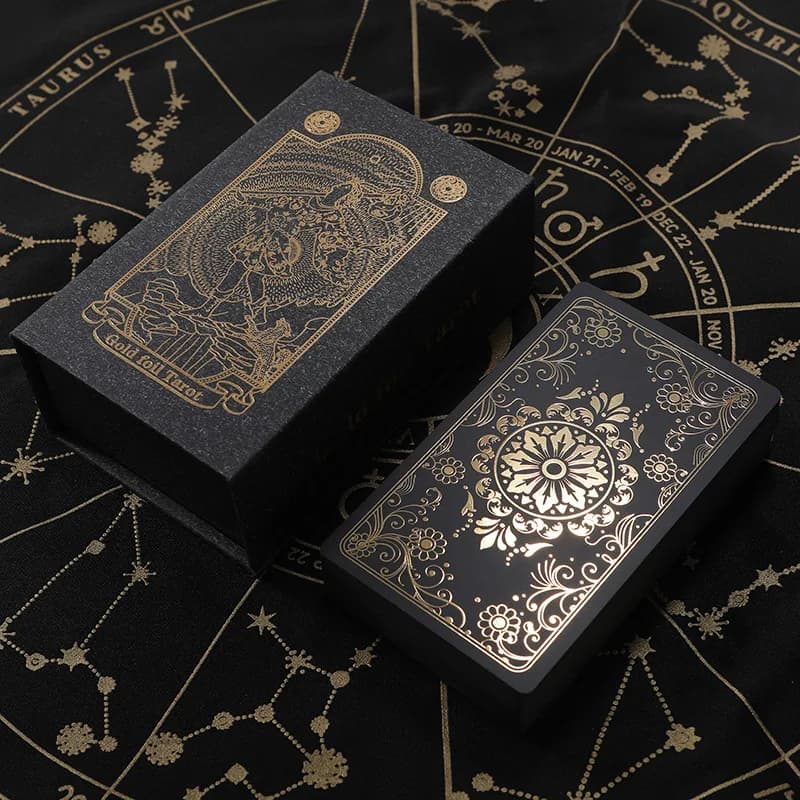 78 fogli/set carte dei tarocchi in rilievo oro nero mazzo colorato impermeabile per giochi da tavolo carte da gioco divinazione giochi da tavolo