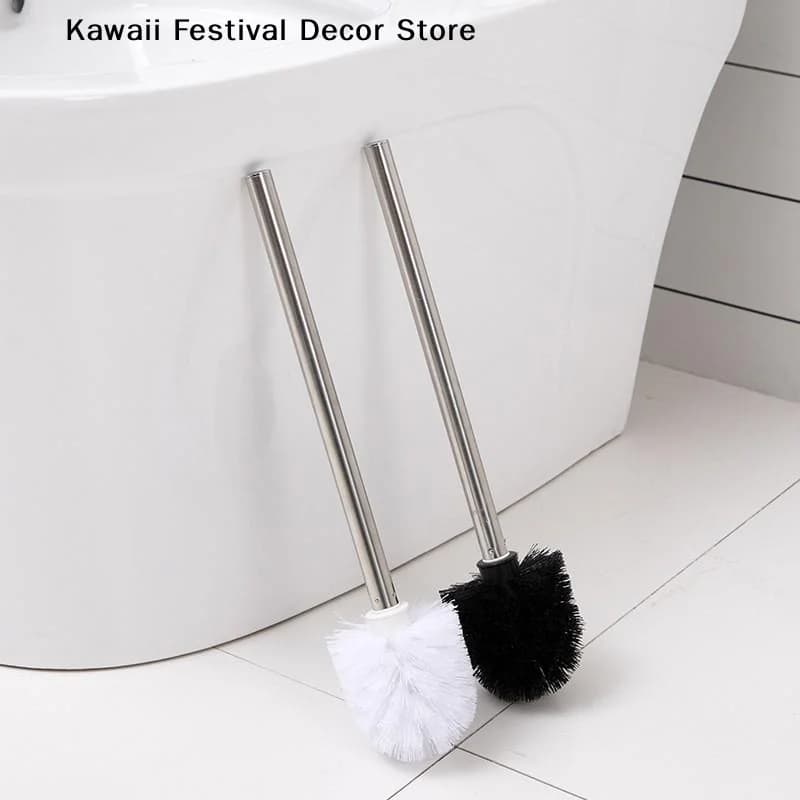 【K】1/2Pcs Long Handle Toilet Cleaning Brush Stainless Steel Handle Toilet Brushes Household Bathroom WC Supplies