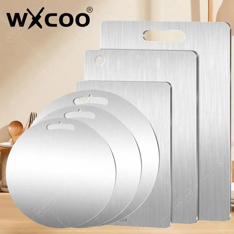 WXCOO Impastatrice per tagliare verdure, frutta, carne, tagliere a doppia faccia, tagliere rotondo in acciaio inossidabile