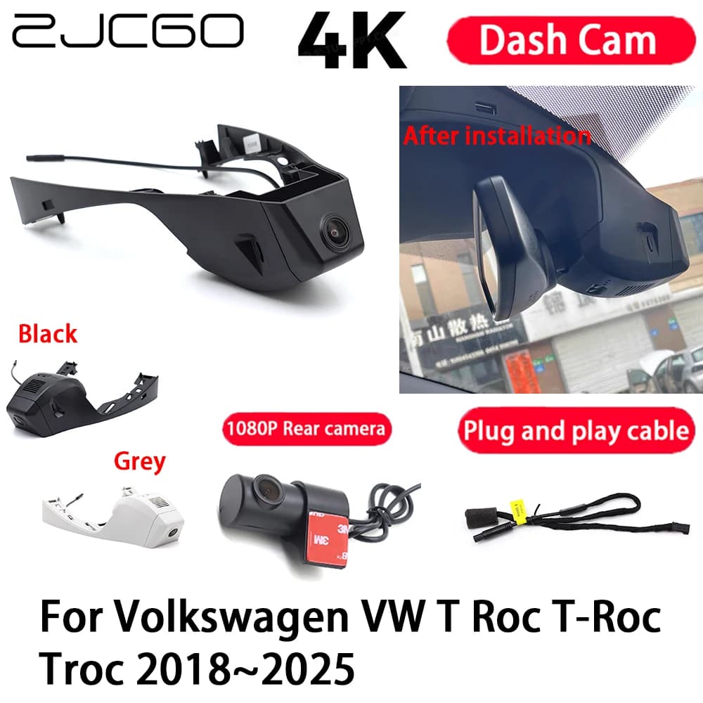 4K Plug and Play Dash Cam Video Camera Night Vision for Volkswagen VW T Roc T-Roc Troc 2018-2025