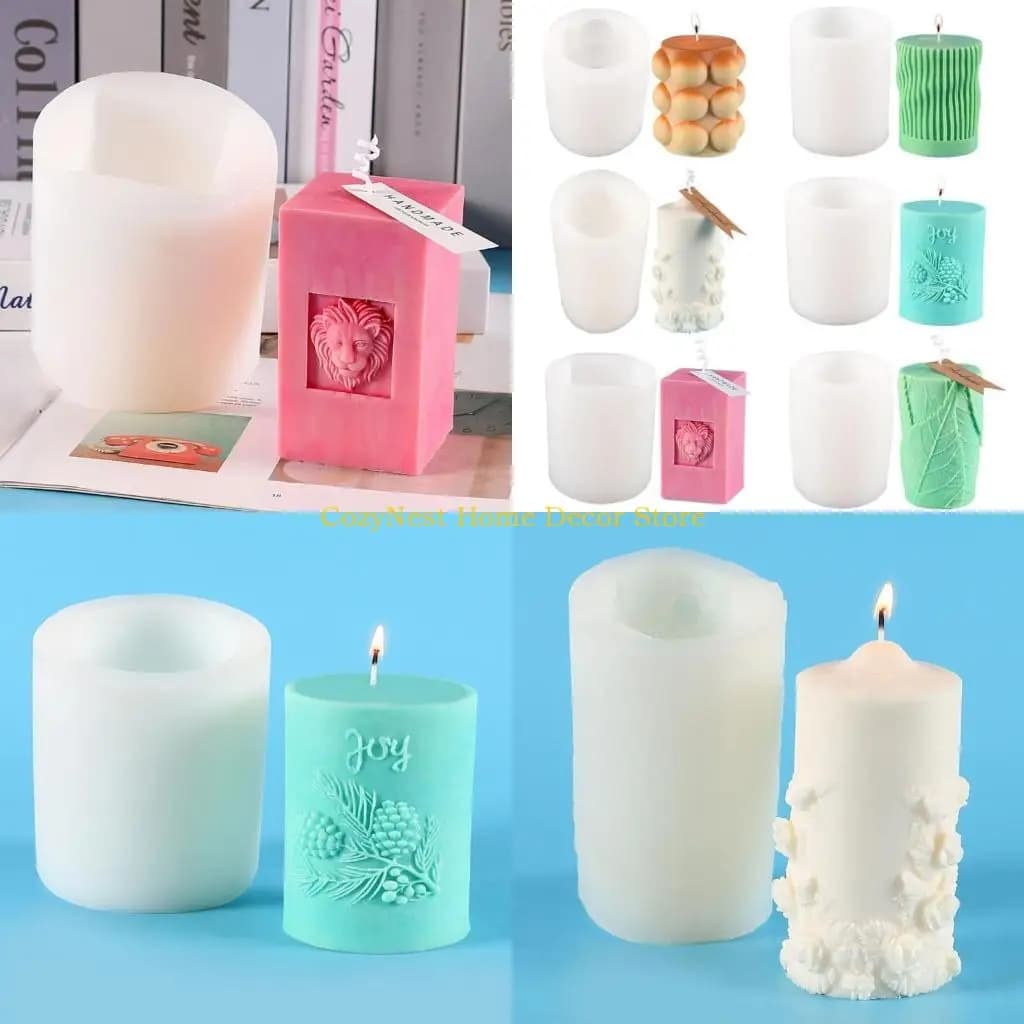 92MF Cylinder Candle Molds Silicone Mold for Candle Making Pillar Candles Resin Mould Epoxy Resin Casting Molds DIY Soap
