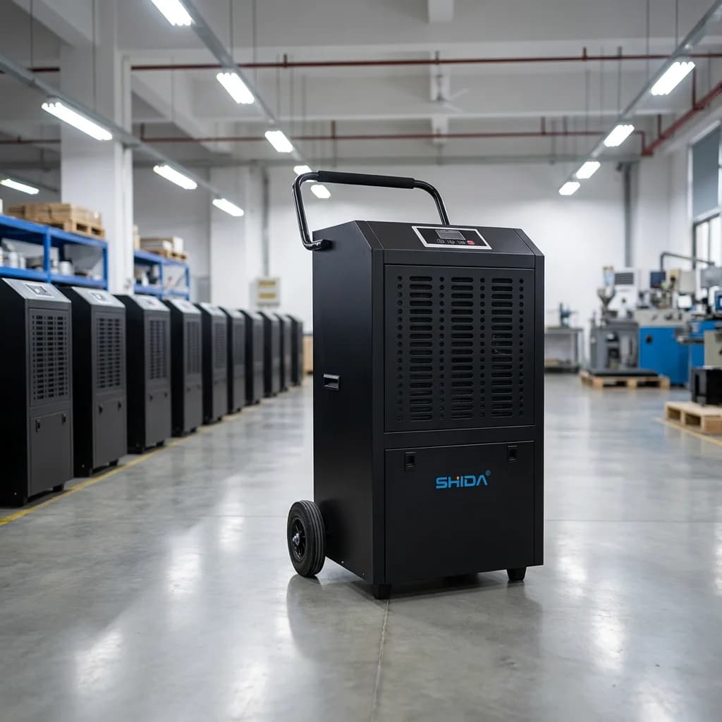 156L Portable Industrial Dehumidifier Wheeled Metal Body Digital Display For Commercial Warehouse Moisture Control