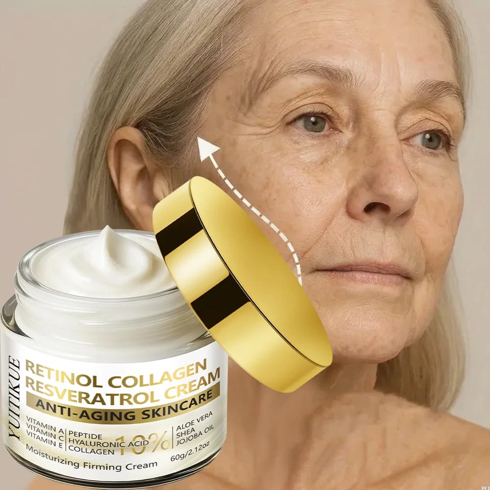 YUITIKUE Crema al Retinolo, Collagene e Resveratrolo, 10% Anti-Età, Idratante e Rassodante 60g