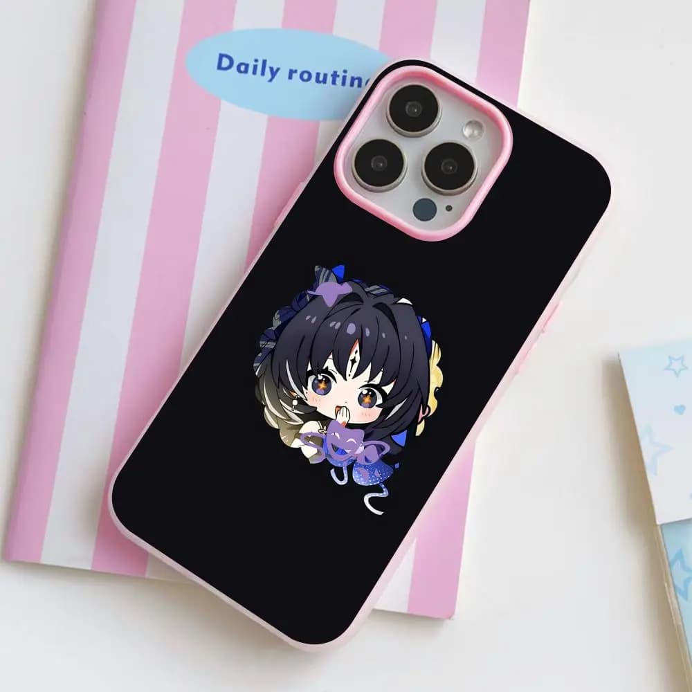 Wuthering Waves Yangyang Phone Case for iPhone 17 16 15 14 13 12 11 Air Pro Max Plus Jelly Double layer Pink Cover