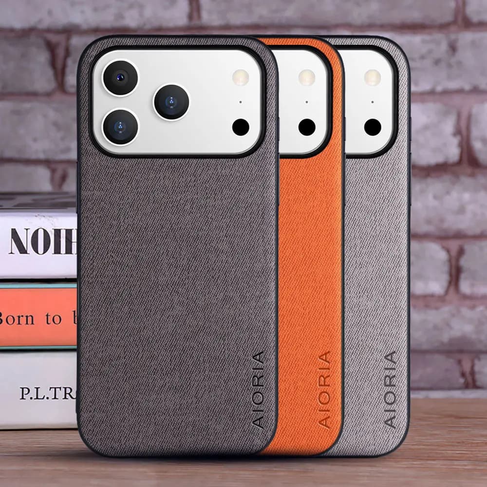 Case for Iphone 17 pro Max Textile Leather Fashion Soft TPU Hard PC 3 in1 material for Iphone 17 pro Max Case funda Coqua