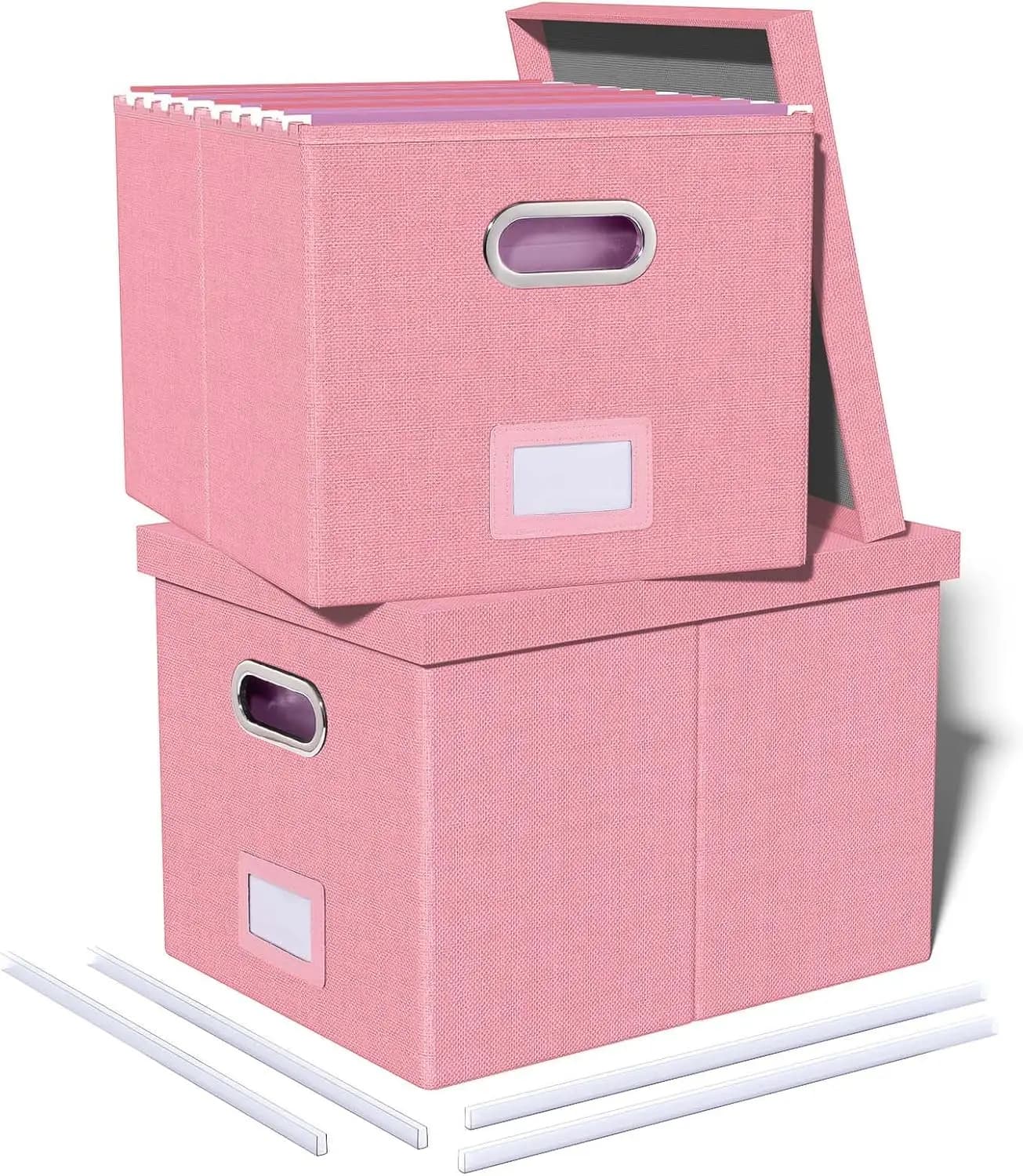 Confezione da 2 organizer per archiviazione documenti, scatola portadocumenti, scatola portadocumenti portatile con coperchio, adatta per la conservazione di cartelle di formato Letter/Legal, organizer per documenti