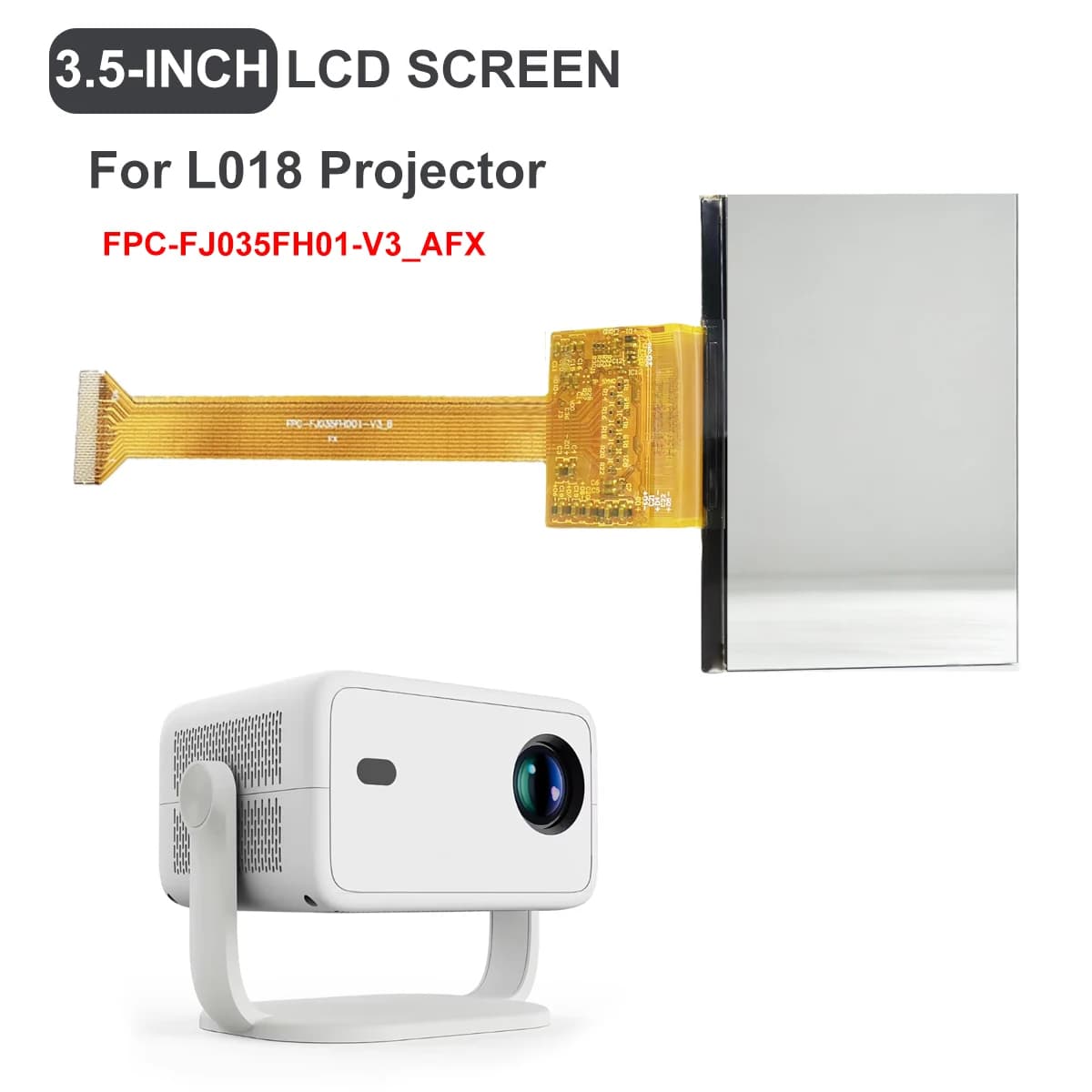 DITONG LCD Panels 1080P 3.5-Inch Screen 40 pin FPC-FJ035FHD01-V3 Projector Accessories Compatible with Magcubic L018 Projector