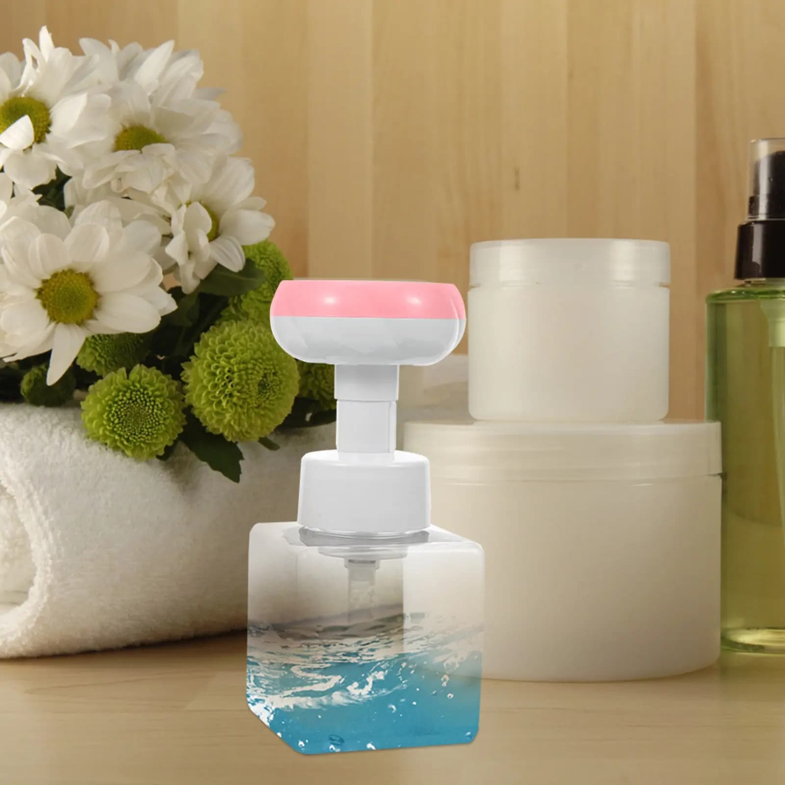 Dispenser di Sapone Schiumogeno a Pressione, Portatile, Leggero, Ricaricabile, per Viaggio, Bagno e Cucina