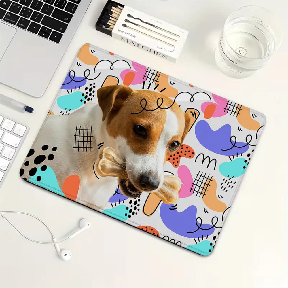 Tappetino per mouse piccolo con stampa completa di cane dei cartoni animati, tappetino per mouse da gioco in gomma, tappetino per tastiera meccanica, accessori per PC da gioco, tappetino per scrivania del computer