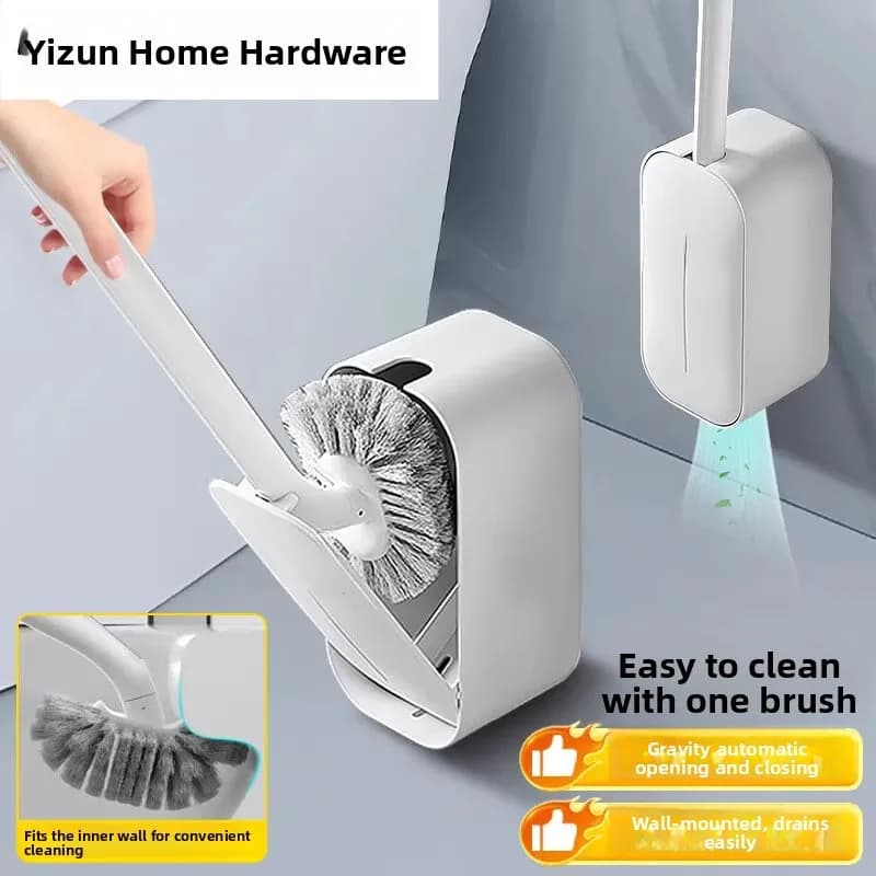 Spazzola per WC con manico lungo, kit per la pulizia del bagno montato a parete, detergente per WC essenziale per la casa, senza marca Z8Cd9eWW