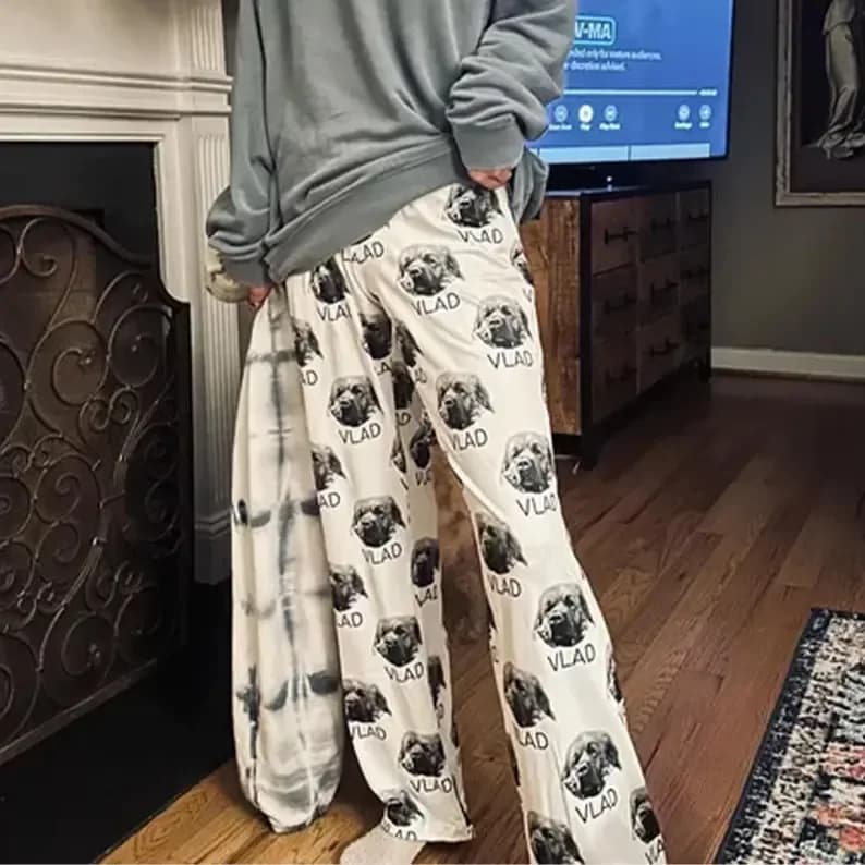 Pantaloni del pigiama personalizzati con faccia di animale domestico per cani e gatti con facce di nome Pigiama Pantaloni del pigiama da donna Pigiama personalizzato con faccia Ritratto personalizzato