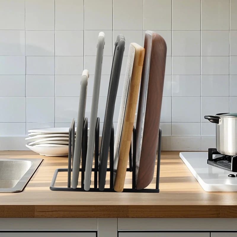 (1 pezzo nero) Organizzatore per taglieri da cucina, scaffale in metallo a 5 livelli per taglieri, teglie e vassoi
