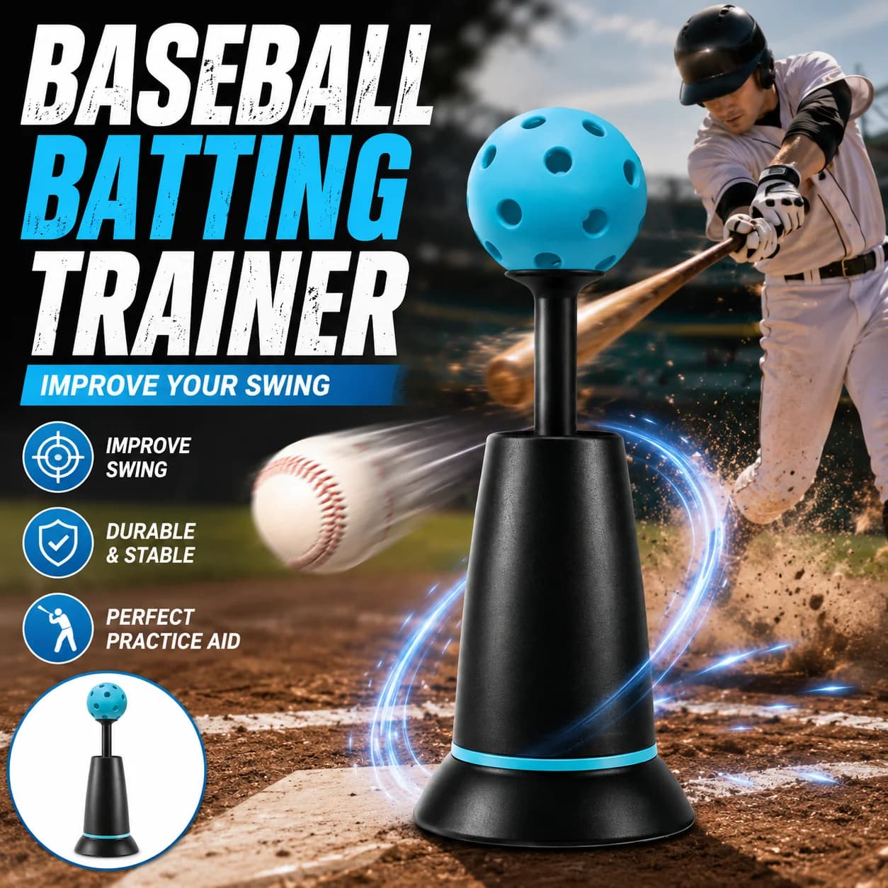 Baseball Batting Practice Tee Convenient Single Person Hitting Trainer Improve Swing Posture Portable Softball Baseball Training