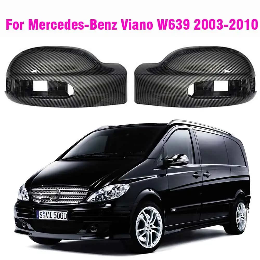 Gloss Black Side Wing Mirror Cover Cap For Mercedes-Benz Viano W639 2003-2010 A6398110461 A6398110561 Replace Rearview