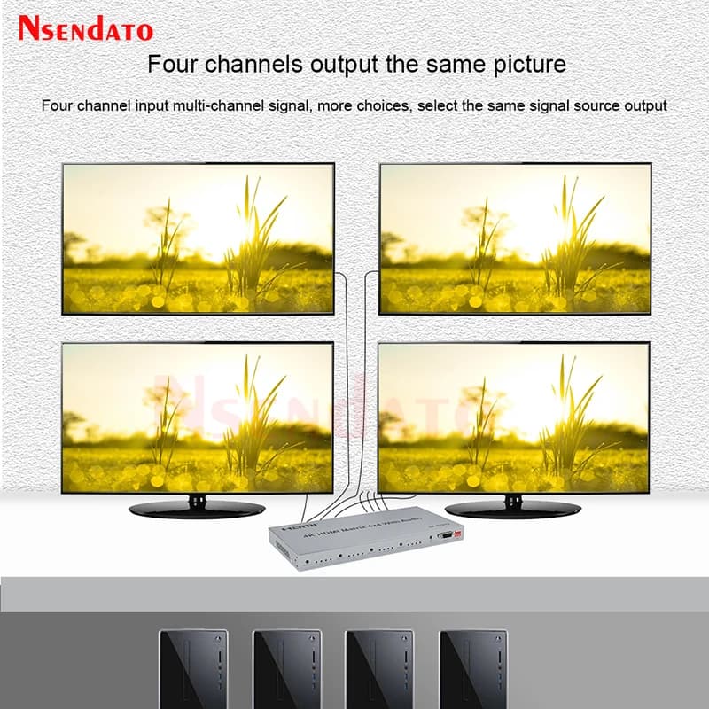 HDMI True 4x4 4K 60Hz video switching machine, 4 inputs 4 outputs, splitter and HDMI switcher with RS232 audio for PC and TV