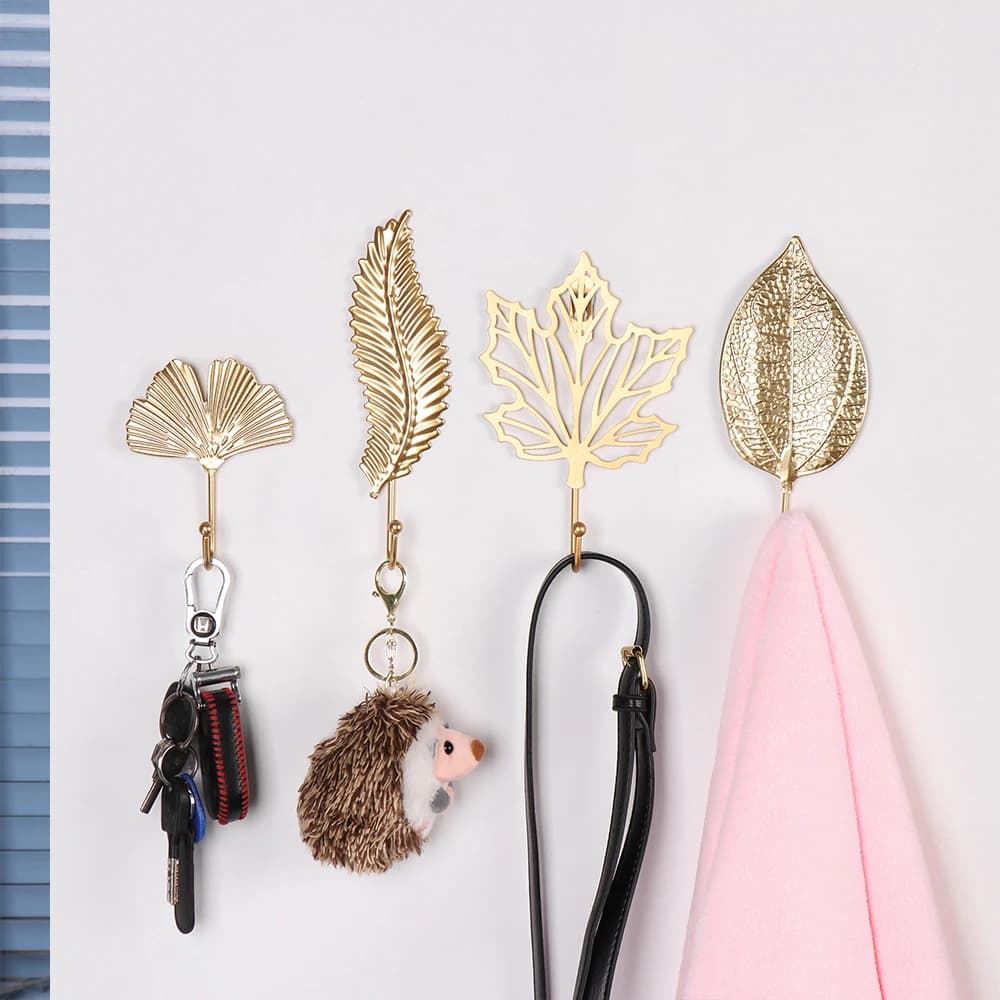 Gift Home decoration for towels Dresses Leaf shape Wrought iron hook Wall clothes