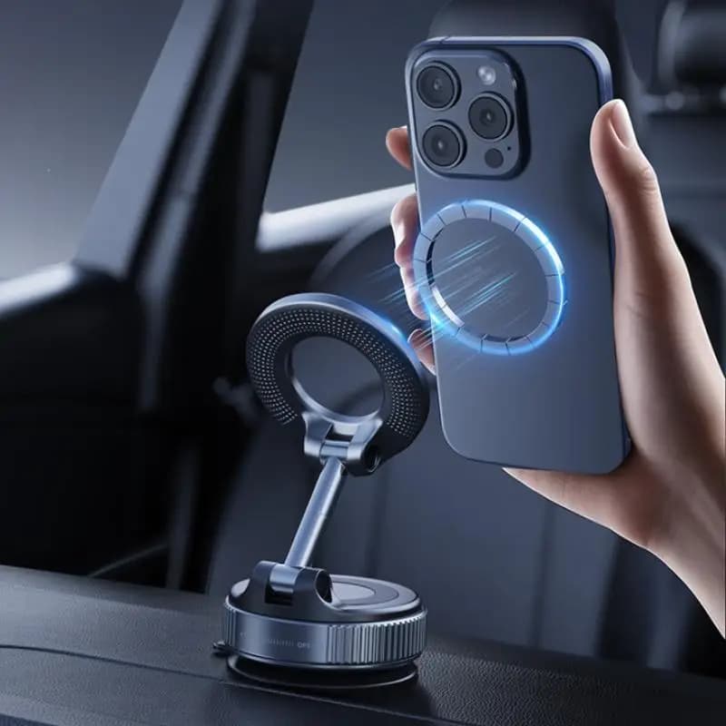 For Iphone Navigation Stand Vacuum Magnet Phone Bracket Multi-angles Adjustment Strong Magnetic Suck Design Foldable Car Holder