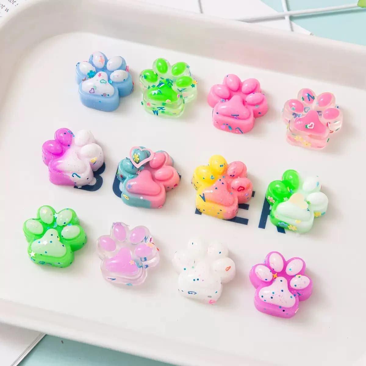 5 Pezzi Mini Giocattoli Antistress a Forma di Zampa di Gatto in Peluche, Bambole Spremibili Cartone Animato, Decorazioni per Sacchetti Regalo di Halloween e Natale