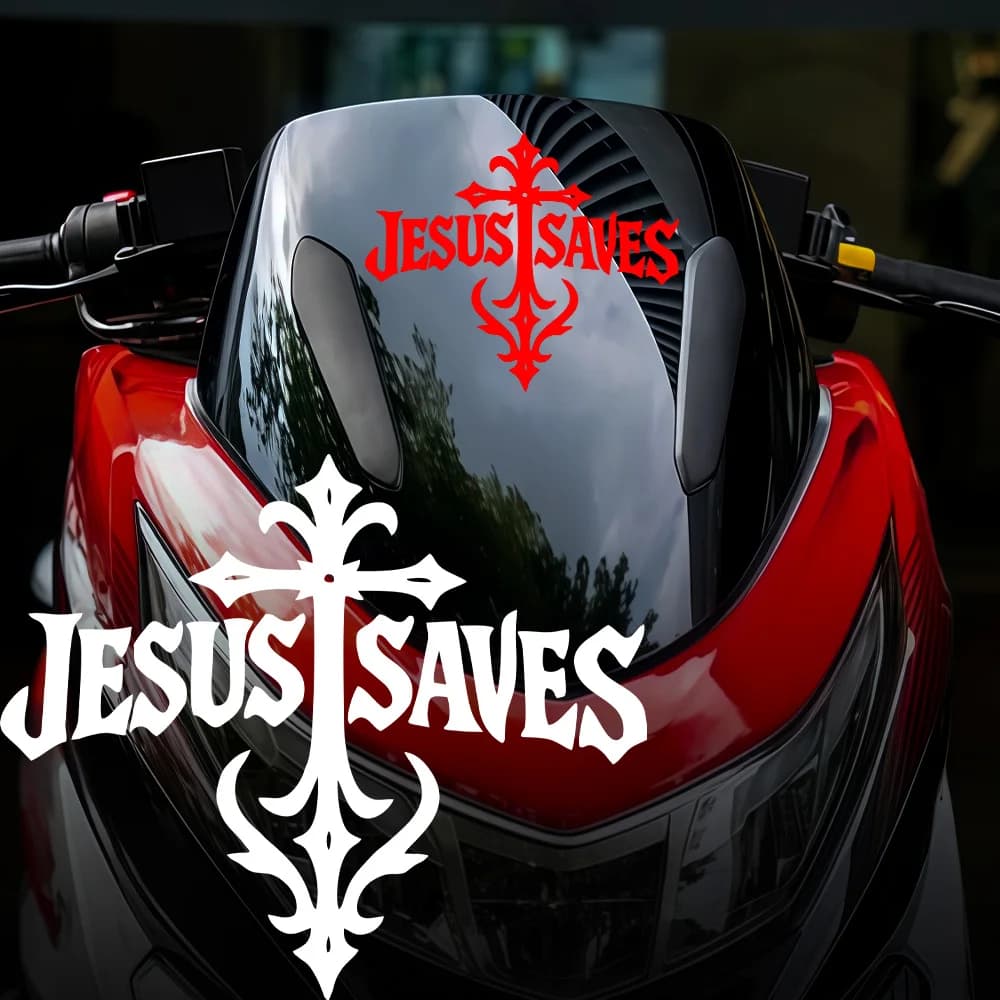 1PC Jesus Saves Cross Waterproof Self-adhesive Vinyl Sticker for Car Motorcycle Bike Helmet Laptop Decor