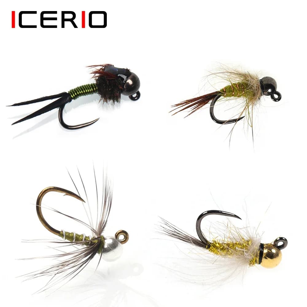 Testa di perline di tungsteno Grizzly Hackle Jig ninfa orecchio di lepre rame John CDC Hackle Fly Trout Steelhead trespolo grigio mosche da pesca
