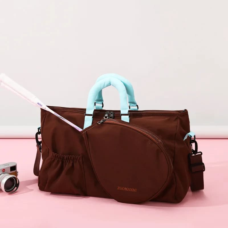 36-55L women's badminton and tennis bag, fitness bag with separate compartment for dry and wet, hand bag, shoulder strap, single shoulder, travel bag