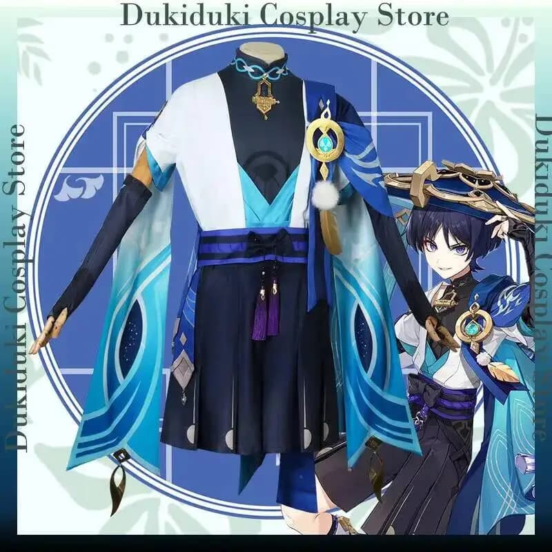 Costume Cosplay Completo Scaramouche Wanderer Genshin Impact, Abbigliamento Anime per Eventi Fumetto, Halloween, Carnevale, Feste a Tema, Uniforme per il Gioco di Ruolo