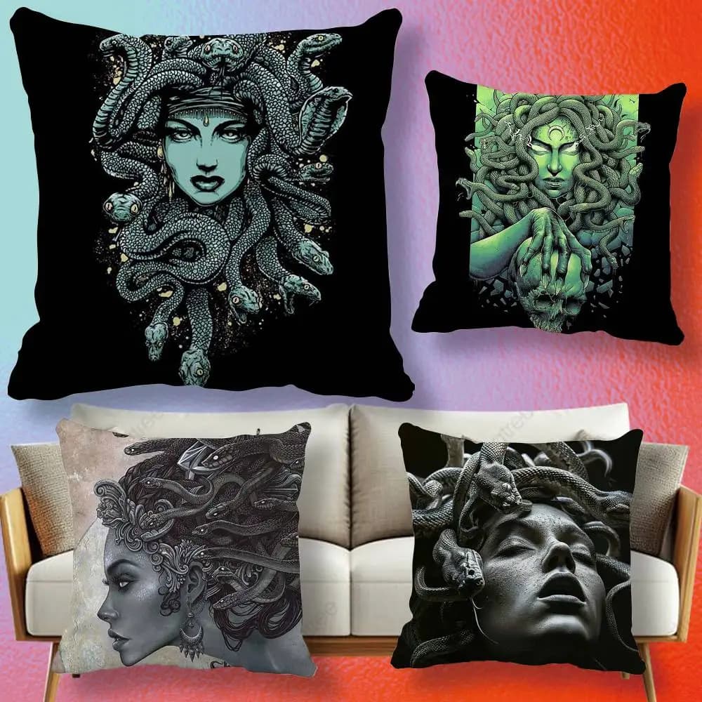 Medusa Greek Mythology Look At Me Pillow cover Soft Microfiber Pillowcase Home Sofa Decor Surprise Decorative printed.