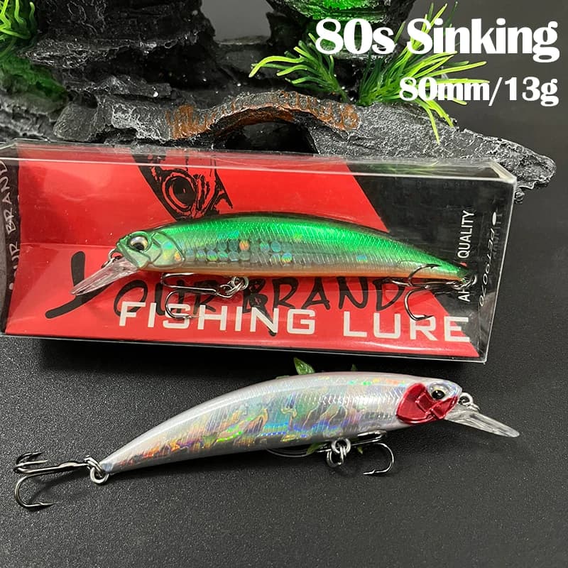 Esca Artificiale Rigida da Pesca 13g 80mm, Minnow Affondante da Lancio, Twitch Trout Lure Ryuki 80S, Jerkbait, Isca Artificial, Wobbler per Torrente