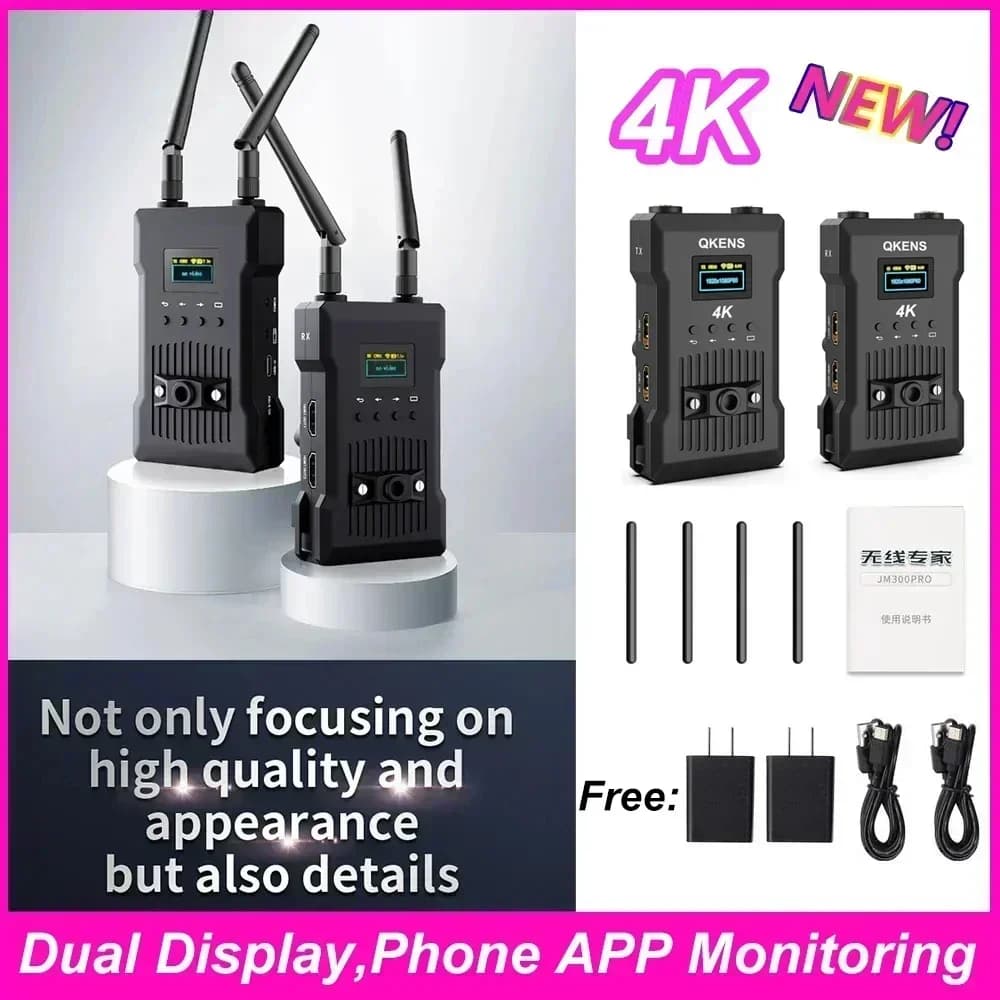 5.8G 4K Wireless Transmission HDMI Extender Video Transmitter and Receiver Support Battery Dual HDMI Display Camera Live Stream